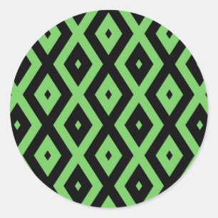Sticker Rond Motif en diamant vert citron et noir