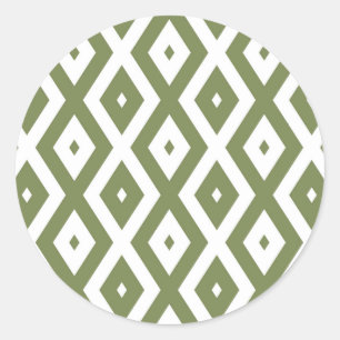 Sticker Rond Motif en diamant vert et blanc