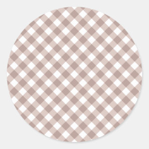 Sticker Rond Motif En vichy Brown