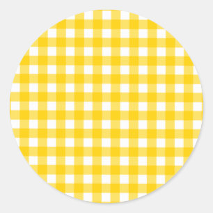 Sticker Rond Motif En vichy jaune