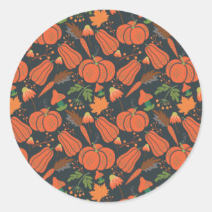 Sticker Rond Motif et carottes citrouille rouge sans soudure