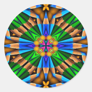 Sticker Rond Motif Fleurs Abstraites uniques