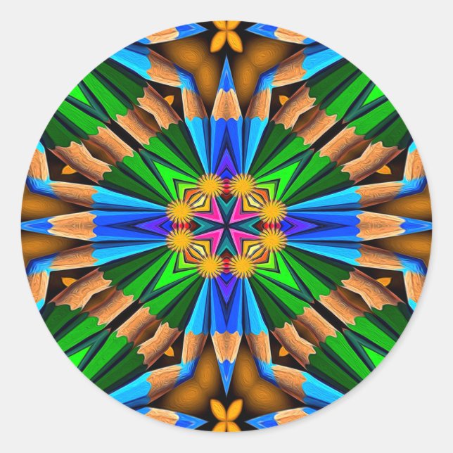 Sticker Rond Motif Fleurs Abstraites uniques (Devant)