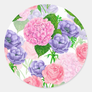 Sticker Rond Motif floral aquarelle