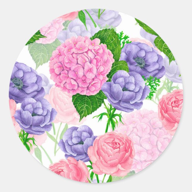 Sticker Rond Motif floral aquarelle (Devant)