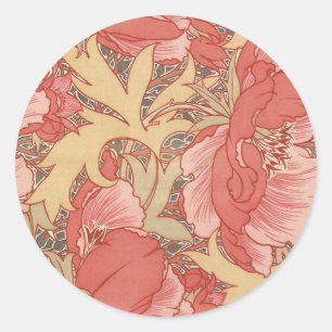 Sticker Rond Motif floral de Nouveau d'art de pavots de William