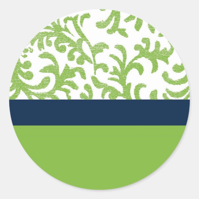 Sticker Rond Motif floral vert et bleu (Devant)