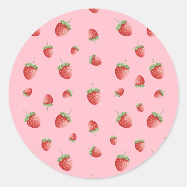 Sticker Rond Motif fraise (Devant)
