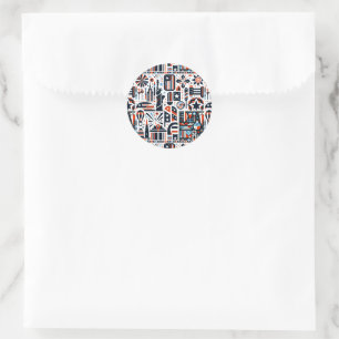 Sticker Rond Motif Génératif du 4 Juillet