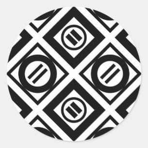 Sticker Rond Motif géométrique de signe d'égalité noir sur le