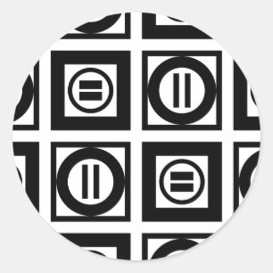 Sticker Rond Motif géométrique noir et blanc de signe d'égalité