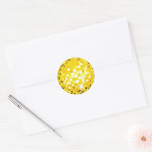 Sticker Rond Motif Gold Disco Ball