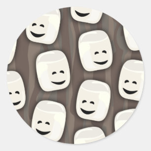 Sticker Rond Motif heureux d'amis de guimauve