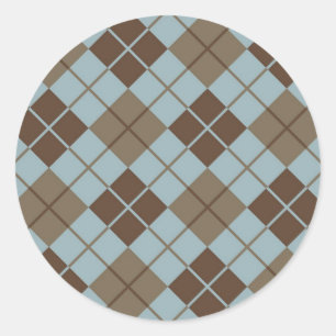 Sticker Rond Motif Jacquard en bleu et Taupe