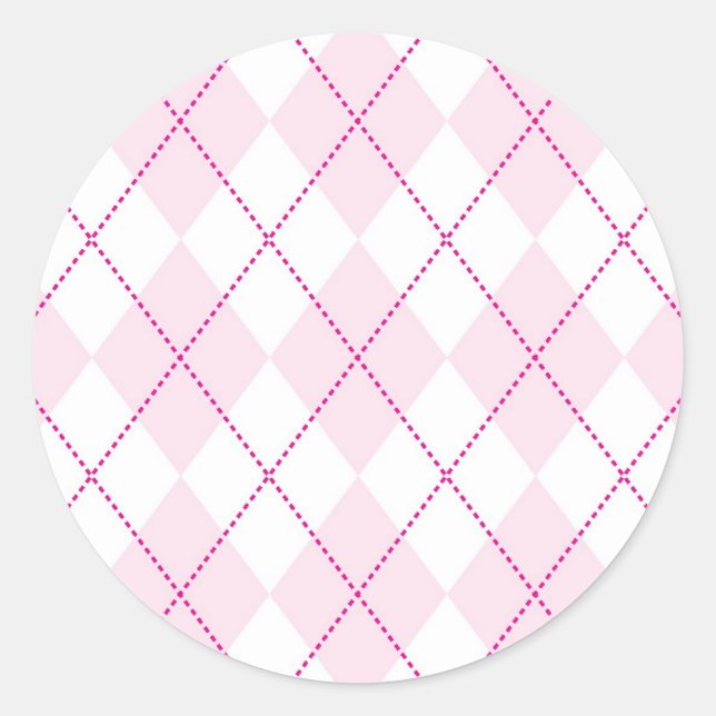 Sticker Rond Motif Jacquard rose et blanc (Devant)