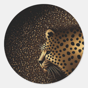 Sticker Rond Motif Jaguar Doré          
