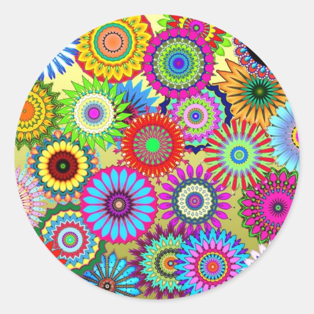 Sticker Rond Motif kaléidoscope coloré (Devant)