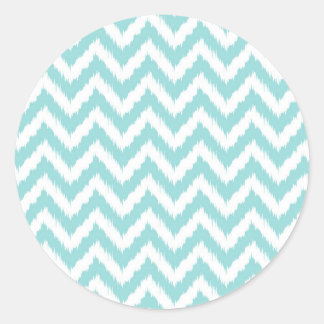 Sticker Rond Motif léger Turquoise Chevron