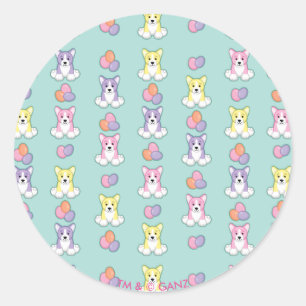 Sticker Rond Motif Lil Spring Corgi