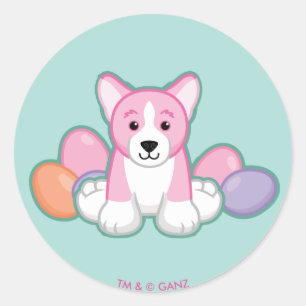 Sticker Rond Motif Lil Spring Corgi