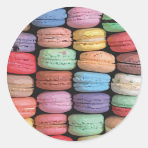 Sticker Rond Motif Macaron français coloré