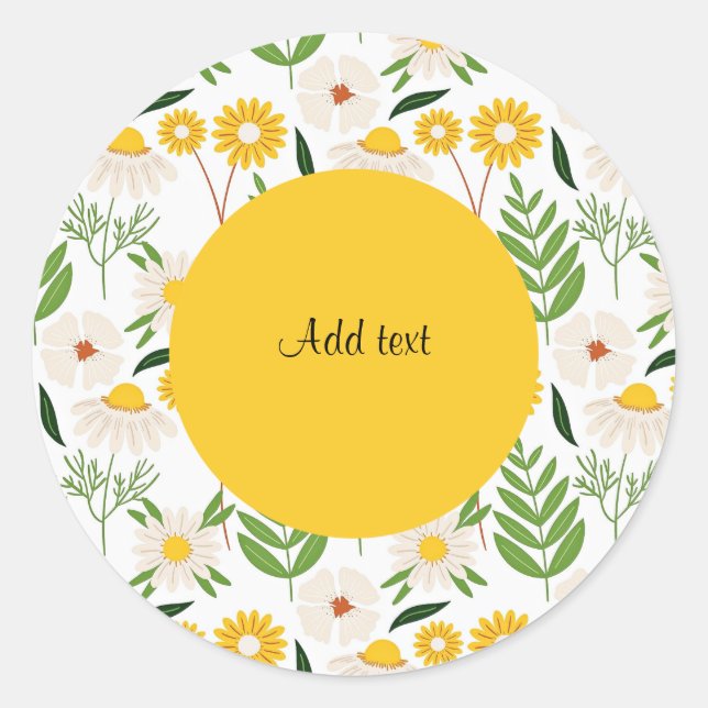 Sticker Rond Motif marguerite Modèle jaune (Devant)
