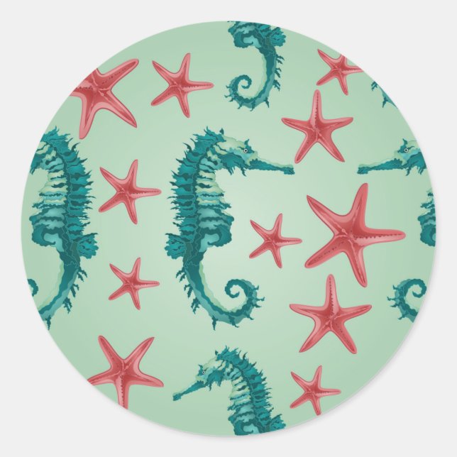 Sticker Rond Motif maritime turquoise 2 (Devant)