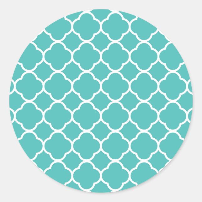 Sticker Rond Motif marocain Turquoise classique (Devant)