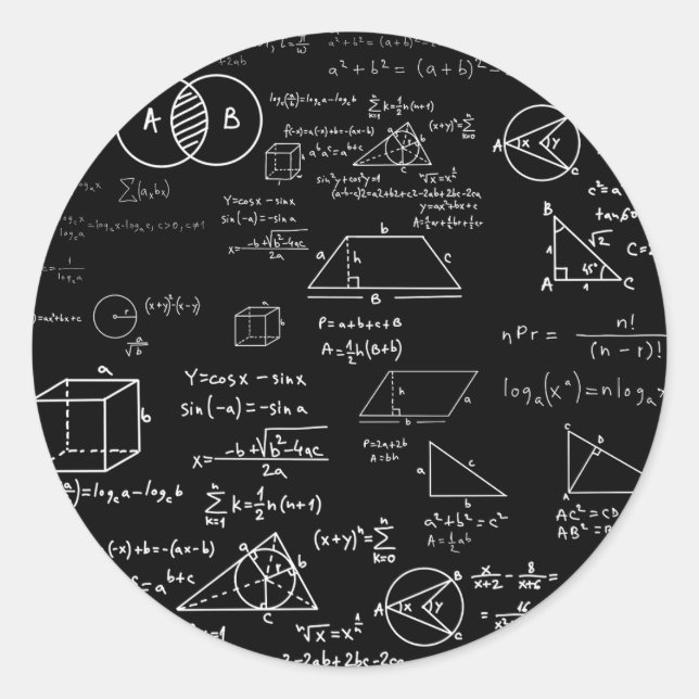 Sticker Rond motif mathématique dessin de l'école de sciences g (Devant)