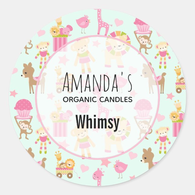 Sticker Rond Motif mignon avec Happy Animals & Toys Savon aux b (Devant)