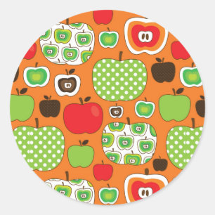 Sticker Rond Motif mignon d'illustration de pomme