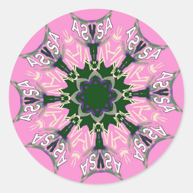 Sticker Rond Motif Motif Monogramme noir et rose joli (Devant)