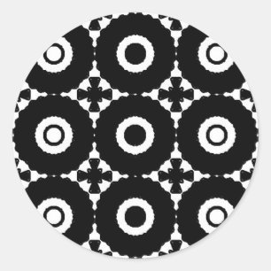 Sticker Rond Motif noir et blanc