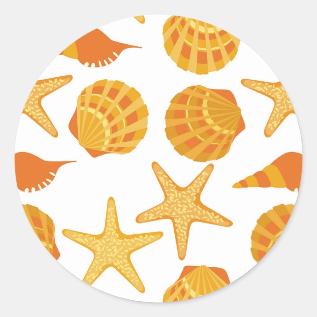 Sticker Rond Motif Orange Beach Shell (Devant)