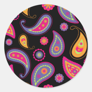 Sticker Rond Motif Paisley sans couture Coloré