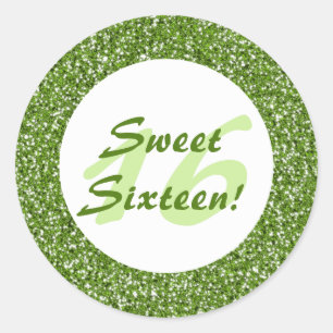 Sticker Rond Motif Parties scintillant verte comme Sweet sixtee