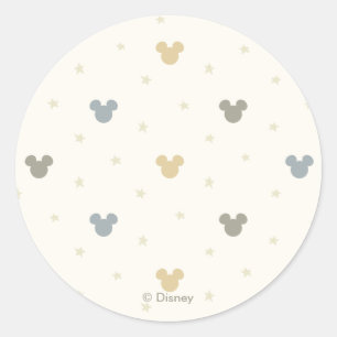 Sticker Rond Motif pastel Mickey Mouse bébé et étoile