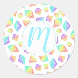 Sticker Rond Motif Pastel Rainbow Crystals