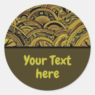 Sticker Rond Motif Peint À La Main Et Numériquement Art 15