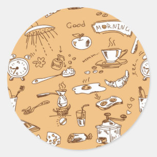 Sticker Rond Motif petit-déjeuner 2