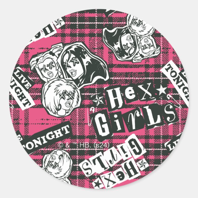 Sticker Rond Motif Plaid Des Filles Hex (Devant)