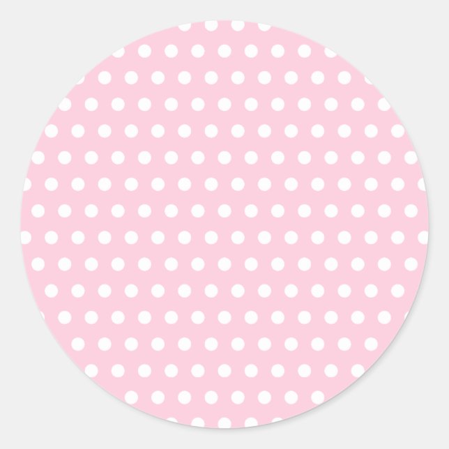Sticker Rond Motif Polka Rose et Blanc. Spotty. (Devant)