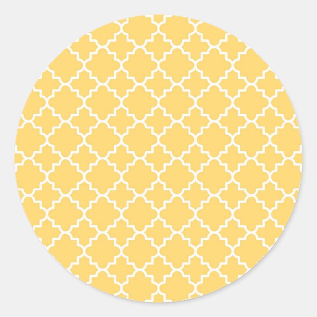 Sticker Rond Motif Quatrefoil jaune (Devant)
