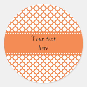 Sticker Rond Motif Quatrefoil Orange