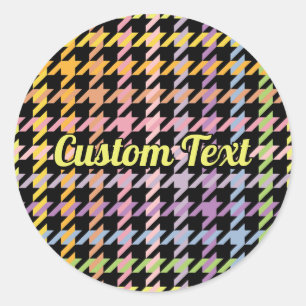 Sticker Rond Motif Rainbow Houndstooth