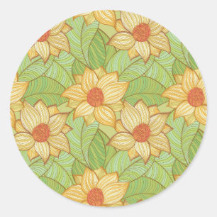 Sticker Rond Motif Retro Magnolia
