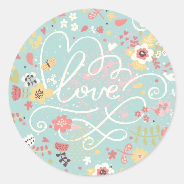Sticker Rond Motif romantique moderne (Devant)