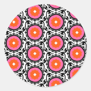 Sticker Rond Motif rose de Suzani