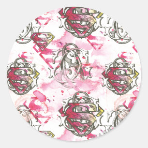 Sticker Rond Motif rose d'encre de Supergirl