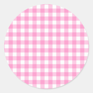 Sticker Rond Motif rose En vichy